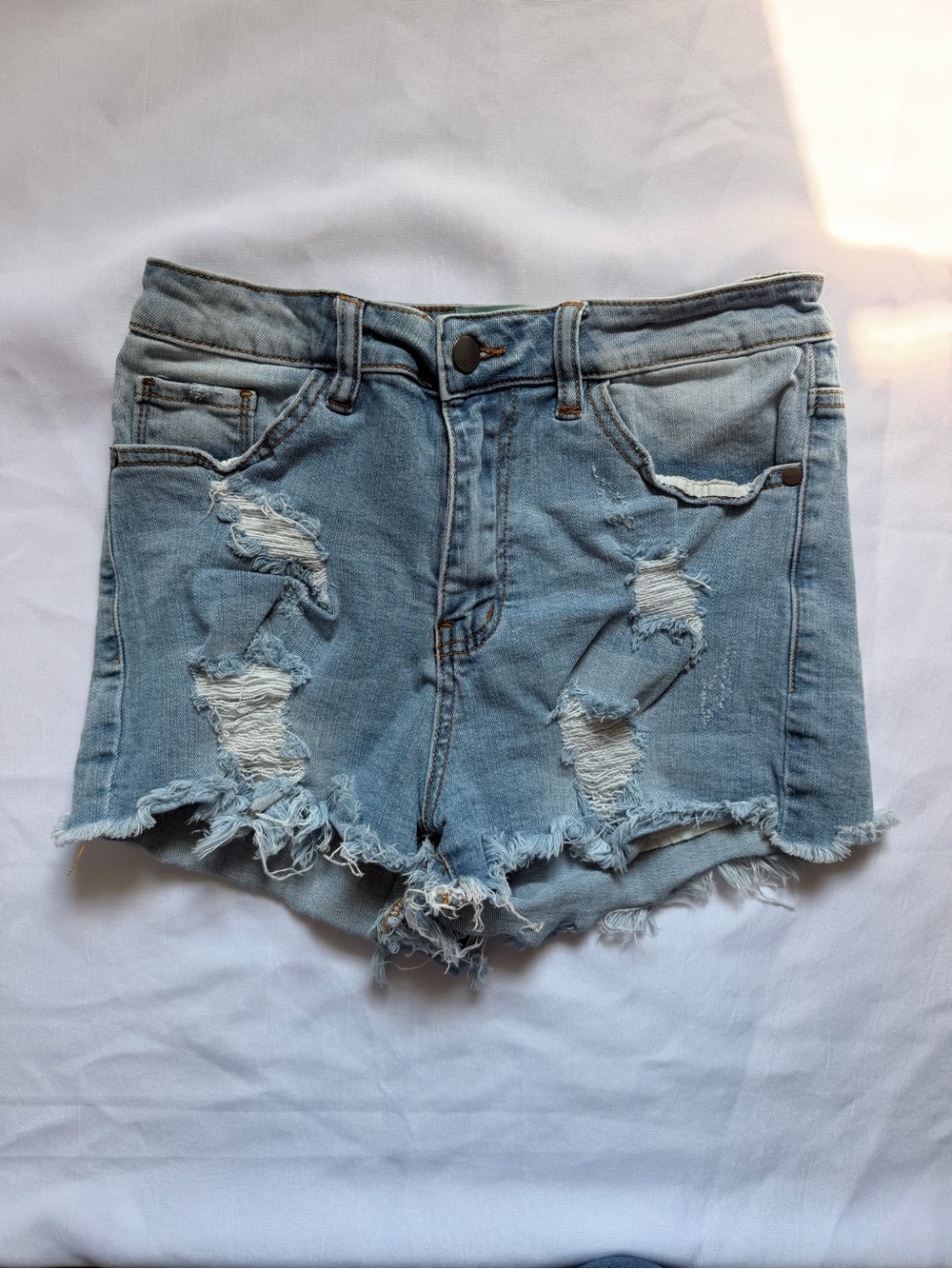 Judith March Light Blue Distressed Denim Shorts
